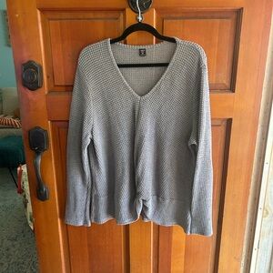 SHEIN Gray V-Neck Knit Sweater